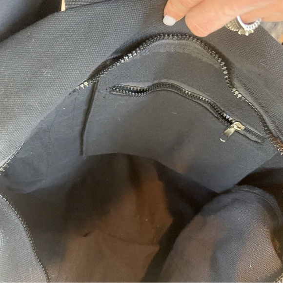 PINK EUC Classic Canvas Duffel Bag Black LOVE PINK Zipper - Picture 7 of 11